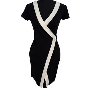 Almost Famous Bodycon Dress- S - Black/White- Ring Detail- Excellent Condition